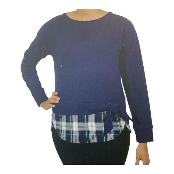 IZOD front tie sweatshirt with plaid accent - Picture 1 of 7